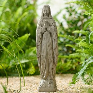 Mary Statue - Unique Stone - Aged Stone - 17" x 4"