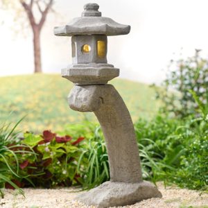 Large Rankei Lantern Statue – Unique Stone – Aged Stone – 30″ x 15″ x 17″