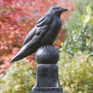 Raven Statue – Campania – Nero Nuovo – 13″ x 6″ x 19.5″