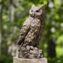 Large Horned Owl Statue – Campania – Alpine Stone – 11″ x 8.5″ x 20″