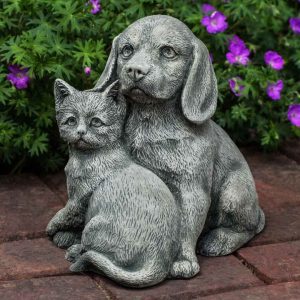 Fur-Ever Friends Statue – Campania – Alpine Stone – 10.25″ x 7.25″ x 9.5″