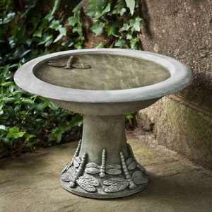 Small Dragonfly Birdbath - Campania - Alpine Stone - 14.5" x 9.75"