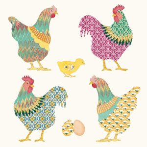 Galli & Galline Beverage Napkins - Paperproducts Design - 5" x 5"