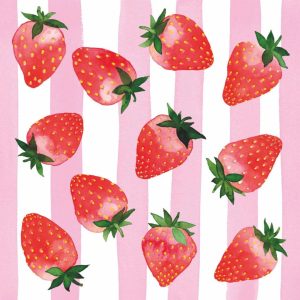 Cherry & Stripes Beverage Napkins - Paperproducts Design - 5" x 5"