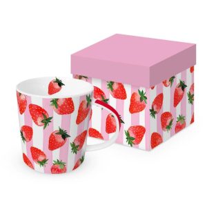 Strawberry & Stripes Gift-Boxed Mug - Paperproducts Design - 13.5oz