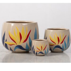 Blossom Cachepot – Alfresco – Blue/Yellow – 7.75″