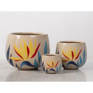 Blossom Cachepot – Alfresco – Blue/Yellow – 5.5″
