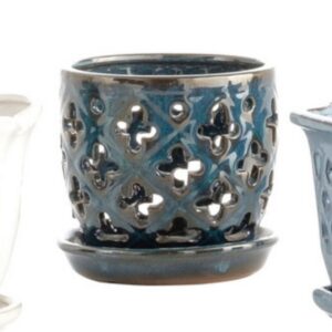 Skyline Orchid Pot With Saucer – Alfresco – Turquoise – 4″