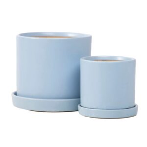 Petit Cylinder Attached Saucer - Alfresco - Light Blue - 5"