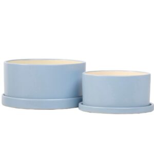 Dish Garden With Attached Saucer - Alfresco - Light Blue - 9"