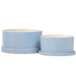 Dish Garden With Attached Saucer - Alfresco - Light Blue - 7"