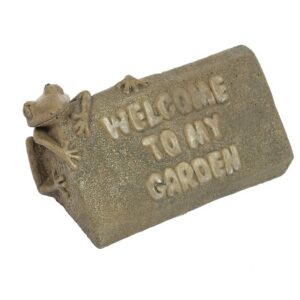 Frog Welcome Stone - Athens - Moss Green - 5" x 9" x 4"