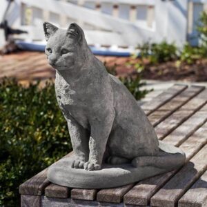 Garden Cat Statue – Campania – Greystone – 10″ x 15″ x 16″