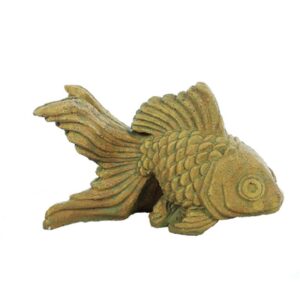 Wide Eyed Fish Statue - Athens - Brushed Moss - 10" x 17" x 7"