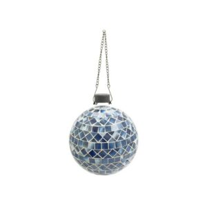 Glass Globe with Hanging Chain – Blue Triangle/Square – 10″