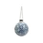 Glass Globe with Hanging Chain – Blue Triangle/Square – 10″