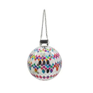 Glass Globe with Hanging Chain – Bling Multi-Shape Tile – 10″