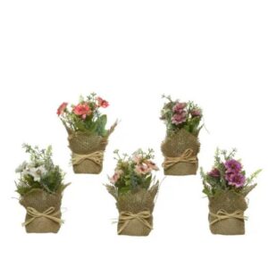 Flowers Burlap Bag - Kaemingk - Assorted - 6.6"