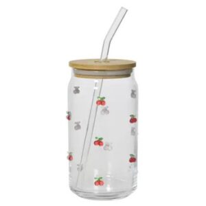 Glass with Straw - Kaemingk - Cherries - 5.51"