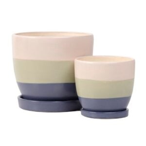 Petie Egg Pot Attached Saucer – Alfresco – Tricolor – 7″