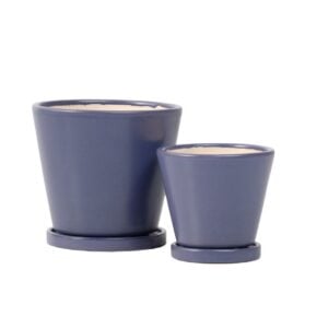 Petie Round Pot Attached Saucer – Alfresco – Lake Blue – 7″