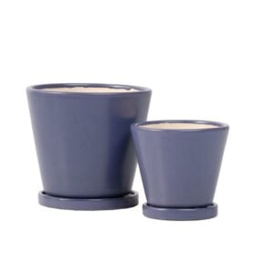 Petie Round Pot Attached Saucer – Alfresco – Lake Blue – 5″