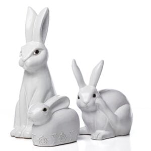 Sweet Tall Rabbit Statue – Alfresco – White – 17″