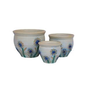 Bud Terra Cotta Planter – Alfresco – Beige/Blue/Green – 9″
