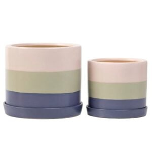 Mezzo Cylinder Pot Attached Saucer – Alfresco – Tricolor – 9″