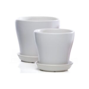 City Petit Pot With Saucer – Alfresco – White – 7.25″