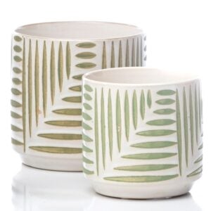 Ferncheck Petit Pot – Alfresco – White/Green – 6″