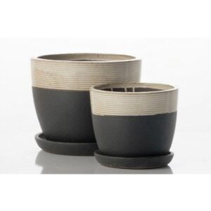 Mezzo Rib Planter – Alfresco – Black/White – 9″