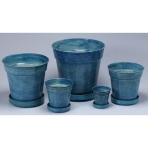 Lugano Planter Attached Saucer – Alfresco – Blue – 14.25″