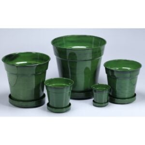 Lugano Planter Attached Saucer – Alfresco – Green – 9.5″