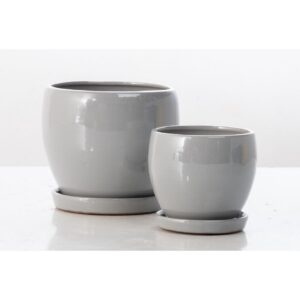 Nicola Pot Attached Saucer - Alfresco - Grey - 8.25"