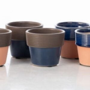 Bellefonte Mini Pot – Alfresco – Blue/Brown – 3.75″