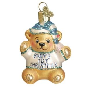Baby Boys First Teddybear Glass Ornament – Old World Christmas