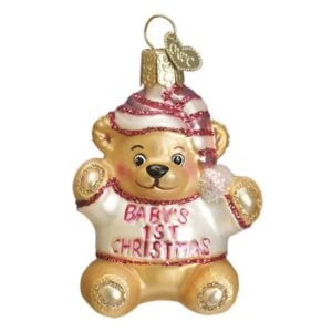 Baby Girls First Teddybear Glass Ornament – Old World Christmas
