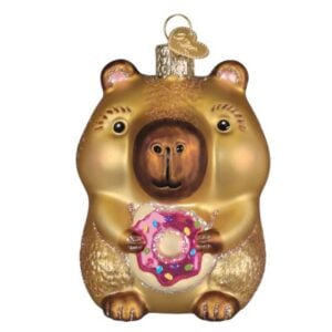 Capybara Eating Donut Glass Ornament - Old World Christmas