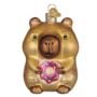Capybara Eating Donut Glass Ornament - Old World Christmas