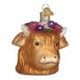 Floral Highland Cow Glass Ornament - Old World Christmas