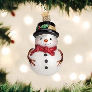 Red Bow Holly Hat Snowman Glass Ornament – Old World Christmas