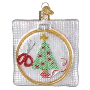 Chistmas Cross Stitch Glass Ornament - Old World Christmas