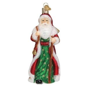 Father Christmas With Bells Glass Ornament - Old World Christmas