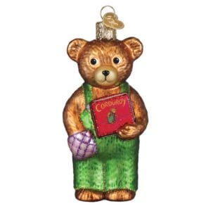 Corduroy Holding Book Glass Ornament - Old World Christmas