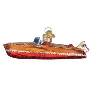 Classic Wooden Boat Glass Ornament - Old World Christmas