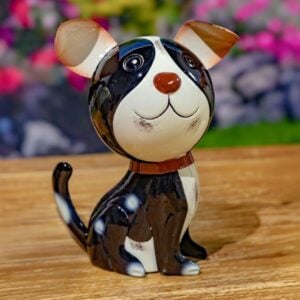 Metal Dog Statue - Zaer - Black/White - 10"