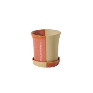 Rowan Pot With Saucer - Tan/Orange - 5"
