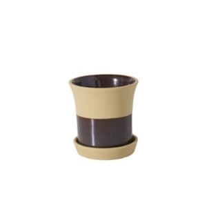 Rowan Pot With Saucer - Tan/Brown - 5"