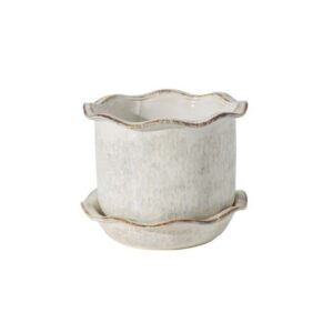 Aurina Pot With Saucer - White - 8"